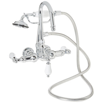 Kingston Brass CC10T1 Vintage 3-3/8 Wall Mount Tub Faucet with Hand Shower, Polished Chrome"