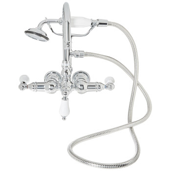 Kingston Brass CC10T1 Vintage 3-3/8 Wall Mount Tub Faucet with Hand Shower, Polished Chrome"