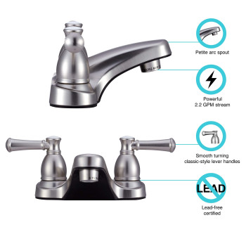 Dura Faucet DF-PL700L-SN RV Bathroom Faucet with Classical Hot and Cold Handles (Brushed Satin Nickel)