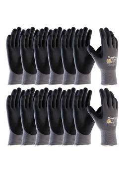 ATG 34-874/L MaxiFlex Ultimate - Nylon, Micro-Foam Nitrile Grip Gloves - Black/Gray - Large - 12 Pair Per Pack