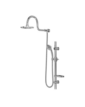 PULSE ShowerSpas 1019-CH Aqua Rain Shower System with 8" Rain Showerhead, 5-Function Hand Shower, Adjustable Slide Bar and Soap Dish, Polished Chrome Finish