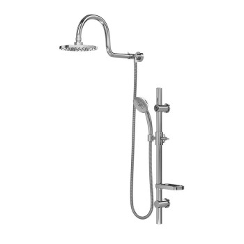 PULSE ShowerSpas 1019-CH Aqua Rain Shower System with 8" Rain Showerhead, 5-Function Hand Shower, Adjustable Slide Bar and Soap Dish, Polished Chrome Finish