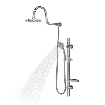 PULSE ShowerSpas 1019-CH Aqua Rain Shower System with 8" Rain Showerhead, 5-Function Hand Shower, Adjustable Slide Bar and Soap Dish, Polished Chrome Finish