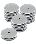 Master Magnetics RB20CCERX12 Round Base Magnet Fastener with 0.138" Center Hole Chrome Plate, 1.21" Diameter, 0.180" Thick, 11 Pounds, Silver (Pack of 12)