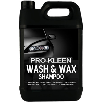 5L Of Pro-Kleen Wash & Wax Shampoo With Carnauba Wax - Ph Neutral Professional Car Wash Shampoo - Suitable For All Car Exteriors - For A Deep, Glossy, Just Waxed Shine - Cherry Fragrance