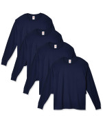 Hanes Mens Essentials Long Sleeve T-Shirt Value Pack (4-Pack), Navy, 3X-Large