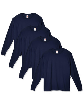 Hanes Mens Essentials Long Sleeve T-Shirt Value Pack (4-Pack), Navy, 3X-Large