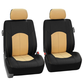 Fh Group Car Seat Covers Highest Grade Faux Leather Seat Covers Airbag Compatible Beige Automotive Seat Cover Front Seats Only With Gift Universal Fit Interior Accessories For Cars Trucks And Suvs