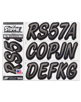 Stiffie Whipline Charcoalblack 3 Alpha-Numeric Registration Identification Numbers Stickers Decals For Boats & Personal Watercraft