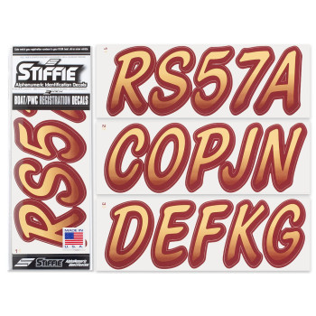 Stiffie Whipline Tanburgundy 3 Alpha-Numeric Registration Identification Numbers Stickers Decals For Boats Personal Watercraft