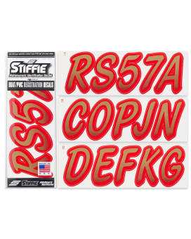 Stiffie Whipline Metallic Goldred 3 Alpha-Numeric Registration Identification Numbers Stickers Decals For Boats Personal Watercraft