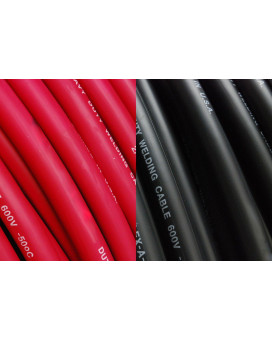 TEMCo INDUSTRIAL WC0180-50' (25' Blk, 25' Red) 2 Gauge AWG Welding Lead & Car Battery Cable Copper Wire Black + RED | Made in USA