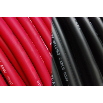 TEMCo INDUSTRIAL WC0180-50' (25' Blk, 25' Red) 2 Gauge AWG Welding Lead & Car Battery Cable Copper Wire Black + RED | Made in USA