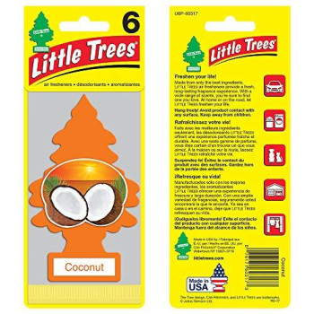 Little Trees Car Air Freshener I Hanging Tree Provides Long Lasting Scent For Auto Or Home I Coconut, 6-Packs (4 Count)