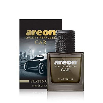 Areon Car Perfume 1.7 Fl Oz. (50Ml) Glass Bottle Air Freshener, Platinum