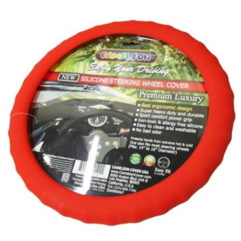 New Silicone Steering Wheel Cover- Racing Power Grip-Ergonomic Handling (Red)