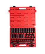 Sunex 2569, 1/2" Drive Master Impact Socket Set, 43Piece, Metric, 9mm - 30mm, Standard/Deep, Cr-Mo Alloy Steel, Radius Corner Design, Heavy Duty Storage Case, Universal Joint & Impact Extensions