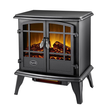 Comfort Glow EQS130 Keystone Infrared Quartz Electric Stove, Length: 11in, Width: 20in, Height: 23.5in, Antique Black