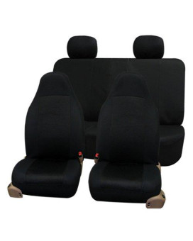 Fh Group Full Set Car Seat Covers Black 3D Air Mesh - Universal Fit Automotive Seat Covers, 1 Piece Front Seat Covers, Solid Back Seat Cover, Washable Car Seat Cover For Suv, Sedan, Car Accessories