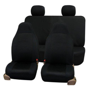 Fh Group Full Set Car Seat Covers Black 3D Air Mesh - Universal Fit Automotive Seat Covers, 1 Piece Front Seat Covers, Solid Back Seat Cover, Washable Car Seat Cover For Suv, Sedan, Car Accessories