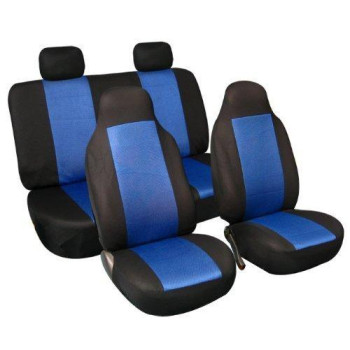 Fh Group Full Set Car Seat Covers Blue 3D Air Mesh - Universal Fit Automotive Seat Covers, 1 Piece Front Seat Covers, Solid Back Seat Cover, Washable Car Seat Cover For Suv, Sedan, Car Accessories