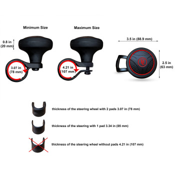 Fouring BL Adjustable Steering Wheel Knob Spinner - Universal Non-Slip Fit, ABS & Silicone Matte Finish Suicide Knob with Metal Ball Bearing & Easy Installation-Suitable for Cars, Trucks etc