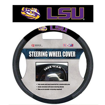 Fremont Die Ncaa Lsu Tigers Poly-Suede Steering Wheel Cover, Fits Most Standard Size Steering Wheels, Black/Team Colors