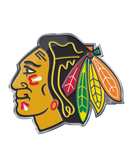 Fanmats 60482 Chicago Blackhawks Heavy Duty Aluminum Embossed Color Emblem, Auto Emblem Decal