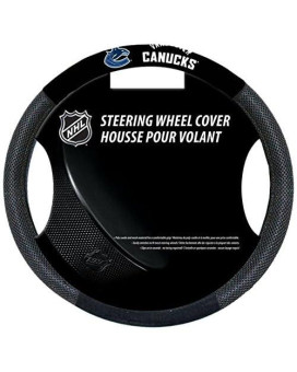 Fremont Die Nhl Vancouver Canucks Poly-Suede Steering Wheel Cover, Fits Most Standard Size Steering Wheels, Black/Team Colors