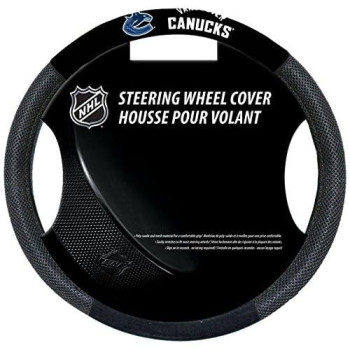 Fremont Die Nhl Vancouver Canucks Poly-Suede Steering Wheel Cover, Fits Most Standard Size Steering Wheels, Black/Team Colors