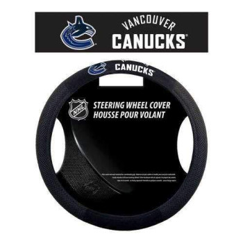 Fremont Die Nhl Vancouver Canucks Poly-Suede Steering Wheel Cover, Fits Most Standard Size Steering Wheels, Black/Team Colors