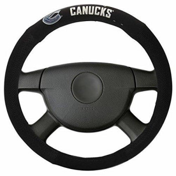 Fremont Die Nhl Vancouver Canucks Poly-Suede Steering Wheel Cover, Fits Most Standard Size Steering Wheels, Black/Team Colors