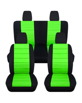 TOTALLY COVERS Compatible with 2011-2018 Jeep Wrangler JK Seat Covers: Black & Lime Green - Full Set: Front & Rear (23 Colors) 2-Door/4-Door Complete Back Solid/Split Bench