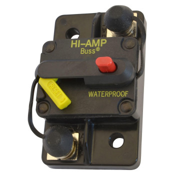 Bussmann CB285F-100 Weatherproof Marine Rated High Amp Type III Flush Mount Circuit Breaker (100 Amp), 1 Pack