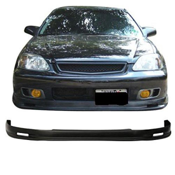 Ikon Motorsports Front Bumper Lip Compatible With 1999-2000 Honda Civic, Pp Black Pp Front Lip Spoiler Splitter