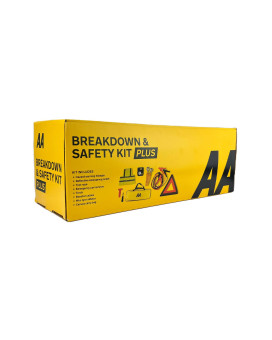 Aa Vehicle Breakdown Safety Kit Plus Aa5618 - Tyre Inflator, Warning Triangle, Tow Rope, Hi-Vis Vest, Torch, Glass Hammer, Booster Cables, Storage Bag