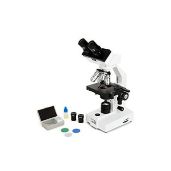 Celestron - Celestron Labs - Binocular Head Compound Microscope - 40-2000X Magnification - Adjustable Mechanical Stage - Includes 2 Eyepieces And 10 Prepared Slides