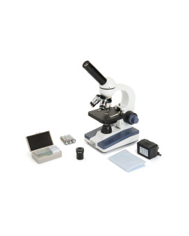 Celestron - Celestron Labs - Monocular Head Compound Microscope - 40-1000X Magnification - Adjustable Mechanical Stage - Includes 2 Eyepieces And 10 Prepared Slides