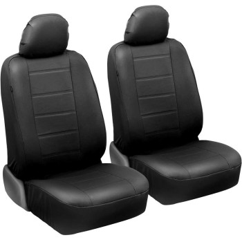 Ultraluxe Faux Leather Car Seat Covers, Front Seats Only - Front Seat Cover Set, Padded For Comfort, Universal Fit For Cars Trucks Vans & Suvs (Black)