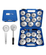 BETOOLL 23pcs Aluminum Alloy Cup Type Oil Filter Cap Wrench Socket Removal Tool Set 1/2"dr. with a Storage Case