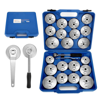 BETOOLL 23pcs Aluminum Alloy Cup Type Oil Filter Cap Wrench Socket Removal Tool Set 1/2"dr. with a Storage Case