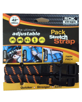 ROK Straps ROK-10306 Black/Orange 12" - 42" Pack Adjustable Stretch Strap