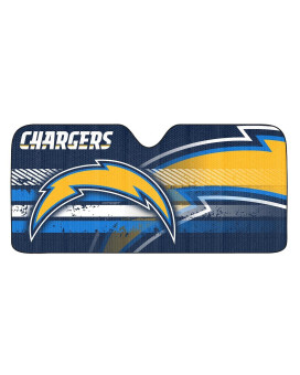 Fanmats 60058 Nfl Los Angeles Chargers Windshield Sun Auto Shade, Sun Shield Sun Visor Accordion Tri-Fold For Storage 59 X 295, Colorful Team Design