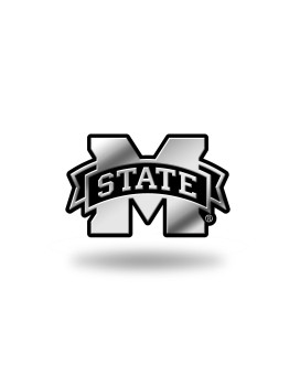 Rico Industries Ncaa Mississippi State Bulldogs Chrome Finished Auto Emblem 3D Sticker , Silver