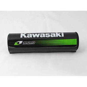 Short Professional Kawasaki Handlebar Pad For Atv And Various Bikes 7.9 Inches (Black Pad White Text)