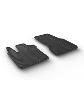 Rubber Car Mats Set Compatible With Smart Fortwo 453 2014- (T Profile 2-Pieces + Mounting Clips)
