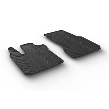 Rubber Car Mats Set Compatible With Smart Fortwo 453 2014- (T Profile 2-Pieces + Mounting Clips)