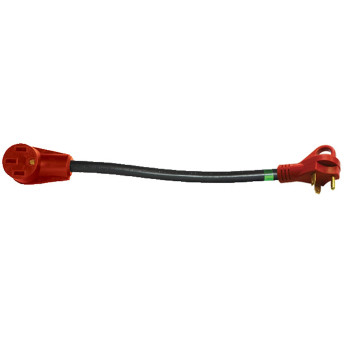 Valterra A10-3050Fhvp Mighty Cord 12 Adapter Cord Whandle - 30Am - 50Af, Red (Carded)