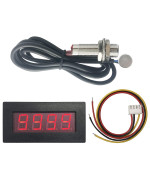 DIGITEN 4 Digital Red LED Tachometer RPM Speed Meter + Hall Proximity Switch Magnet Sensor NPN for Lathe Conveyor Belt