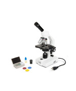 Celestron - Celestron Labs - Monocular Head Compound Microscope - 40-2000X Magnification - Adjustable Mechanical Stage - Includes 2 Eyepieces And 10 Prepared Slides